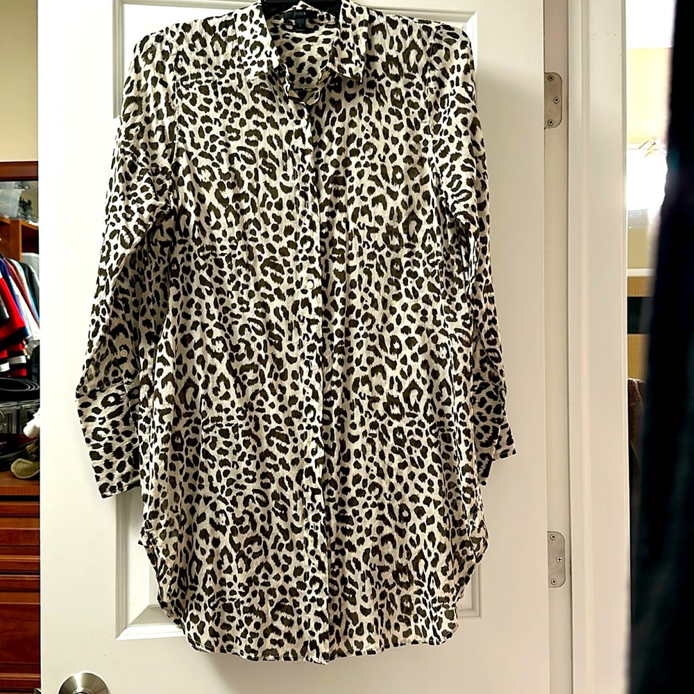 J Crew women’s tunic blouse leopard print